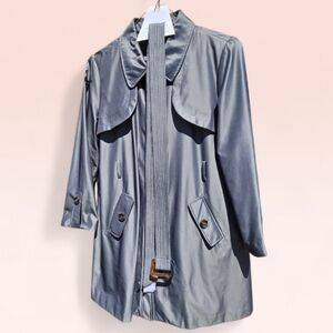 Weatherproof Women's Gray Trench Coat with Detachable Belt